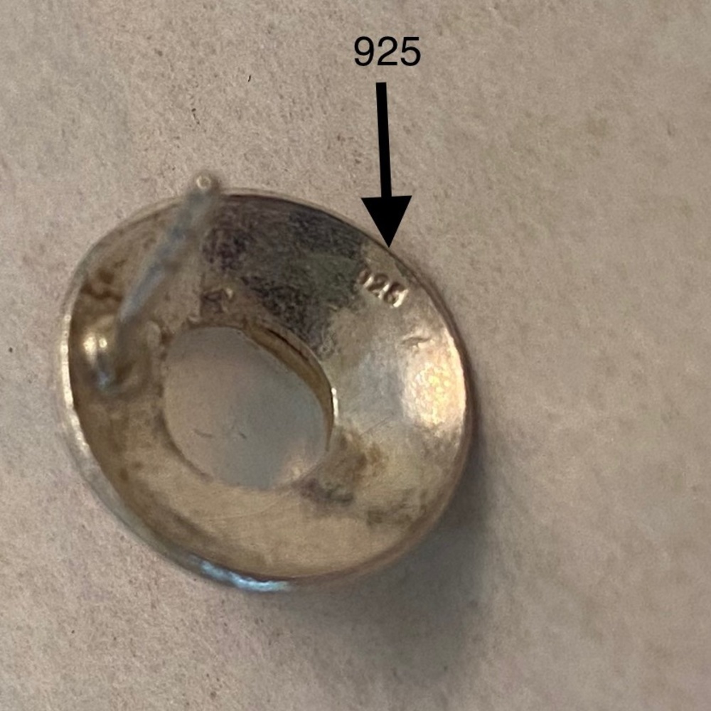 Sterling silver & blue moonstone stud earrings. Brushed finish on the sterling. - Picture 3 of 5
